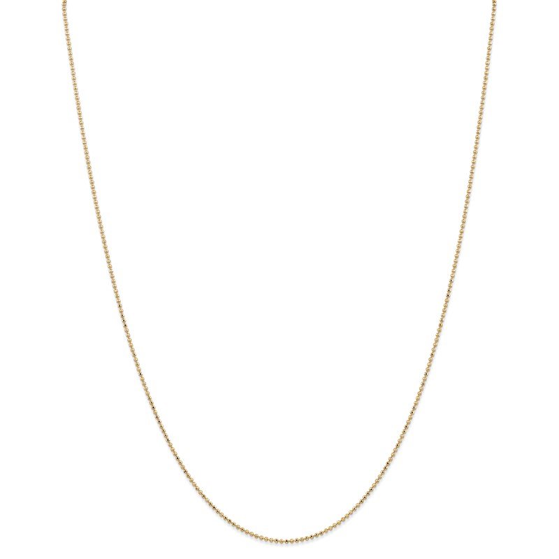 14K 10 inch 1.2mm Diamond-cut Beaded with Lobter Clasp Anklet