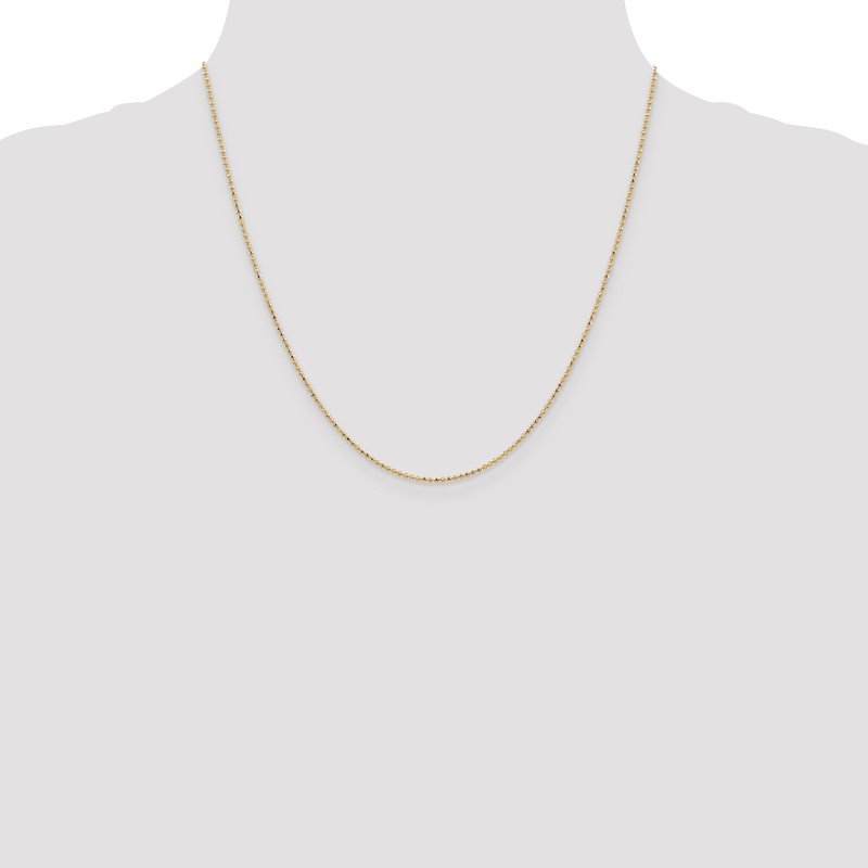 14K 10 inch 1.2mm Diamond-cut Beaded with Lobter Clasp Anklet