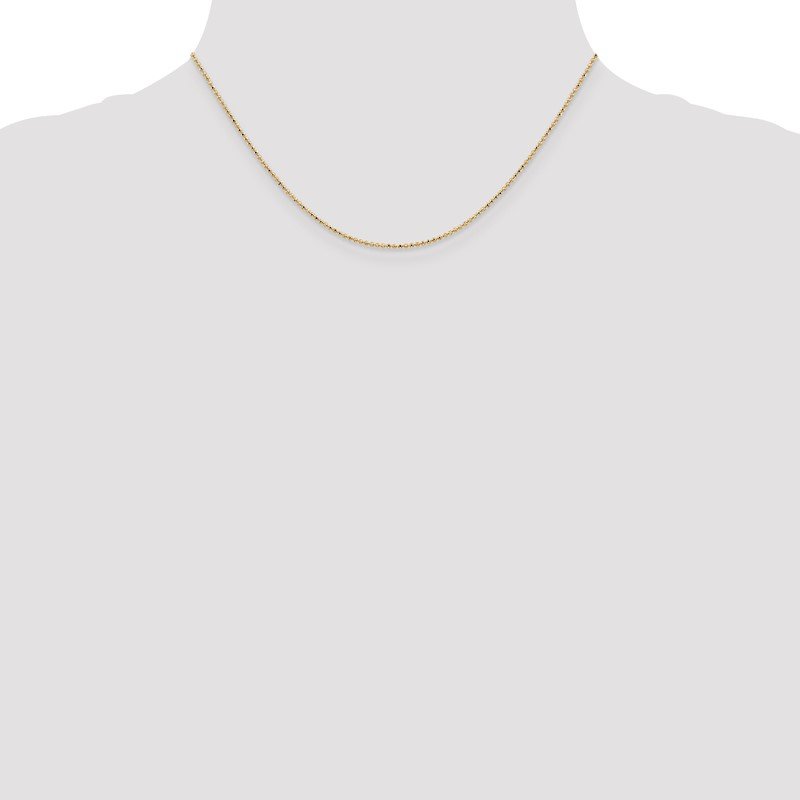 14K 10 inch 1.2mm Diamond-cut Beaded with Lobter Clasp Anklet