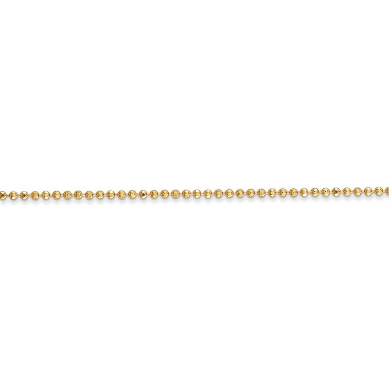 14K 10 inch 1.2mm Diamond-cut Beaded with Lobter Clasp Anklet