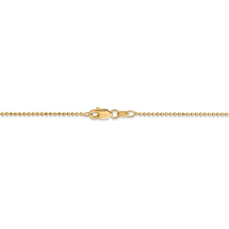 14K 10 inch 1.2mm Diamond-cut Beaded with Lobter Clasp Anklet