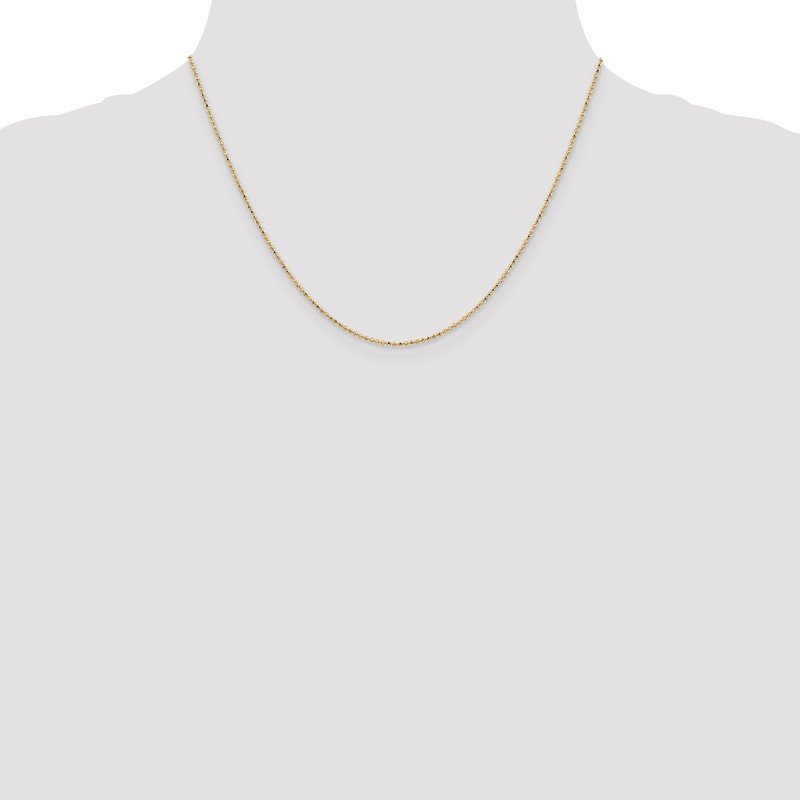 14K 10 inch 1.2mm Diamond-cut Beaded with Lobter Clasp Anklet