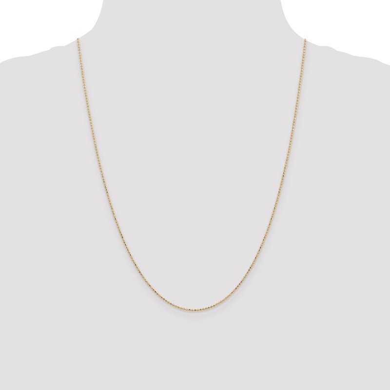 14K 10 inch 1.2mm Diamond-cut Beaded with Lobter Clasp Anklet