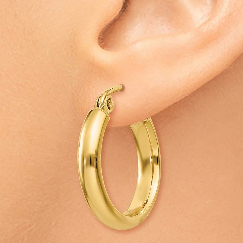 14k Round Tube Hoop Earrings