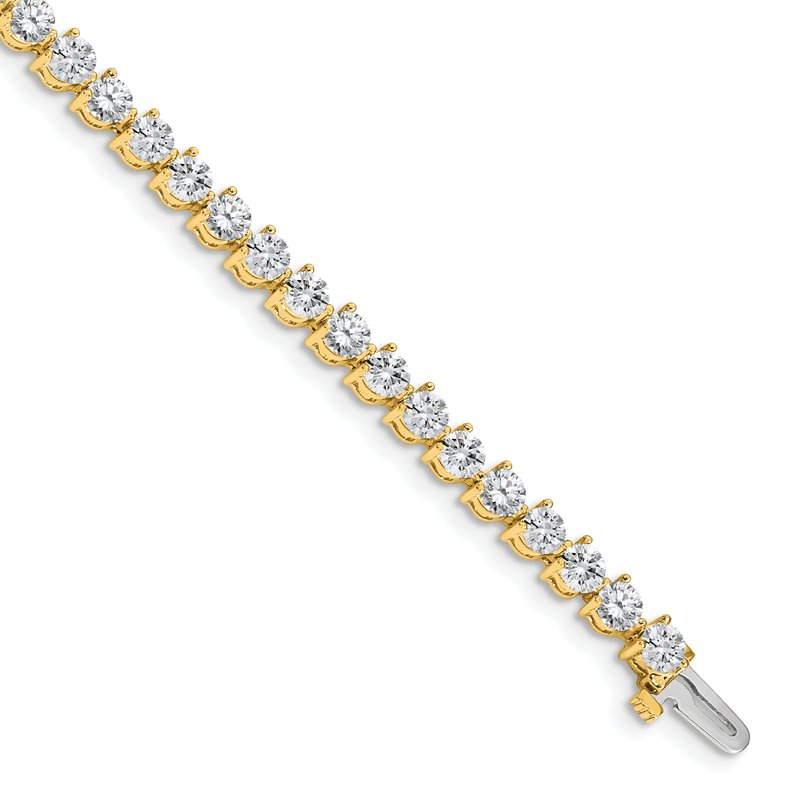 14k Complete 7 carat Round AA Diamond 3-prong 7 inch Tennis Bracelet