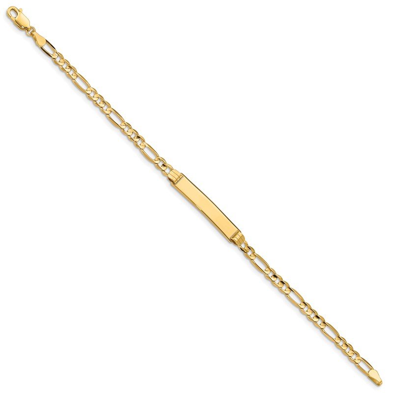 14k Polished Solid Chain/Solid Plate Figaro Link 25x4.8mm Plate 7 inch ID Bracelet