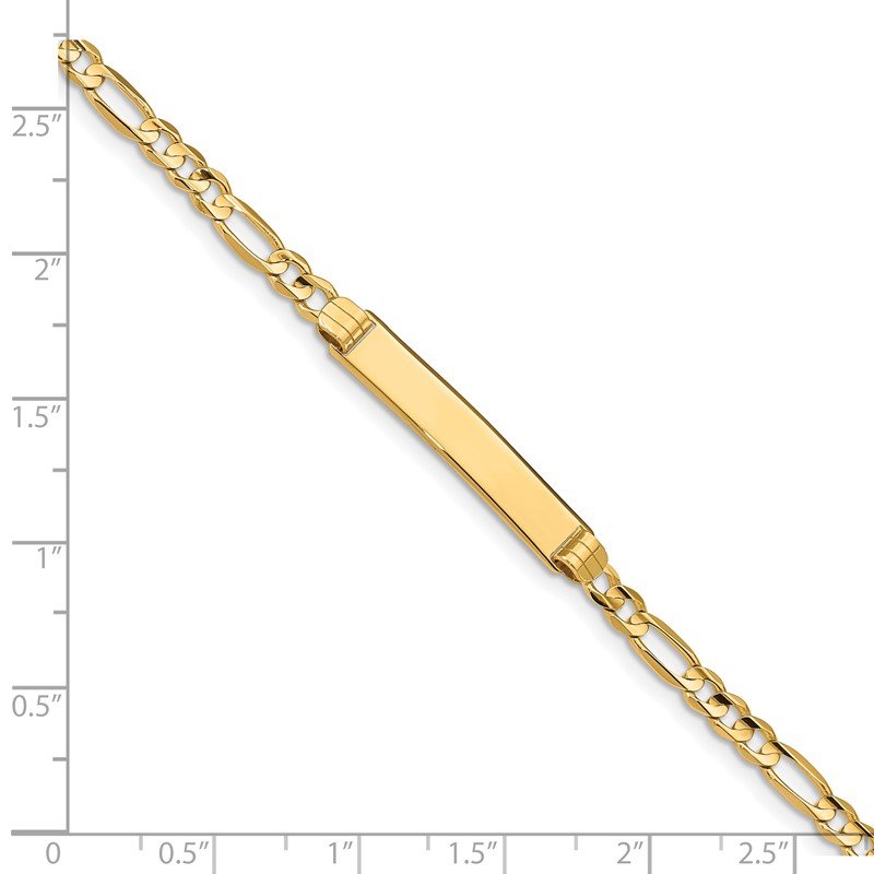 14k Polished Solid Chain/Solid Plate Figaro Link 25x4.8mm Plate 7 inch ID Bracelet