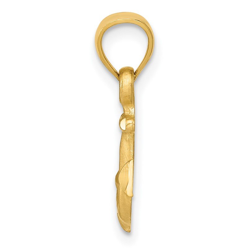 14K Satin Diamond-cut Anchor Pendant