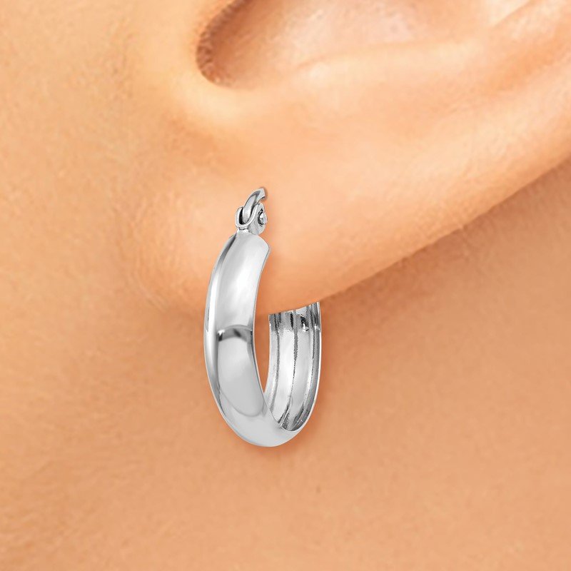 14k White Gold Polished 3.5mm Hoop Earrings