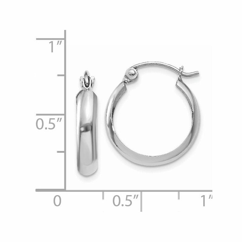 14k White Gold Polished 3.5mm Hoop Earrings