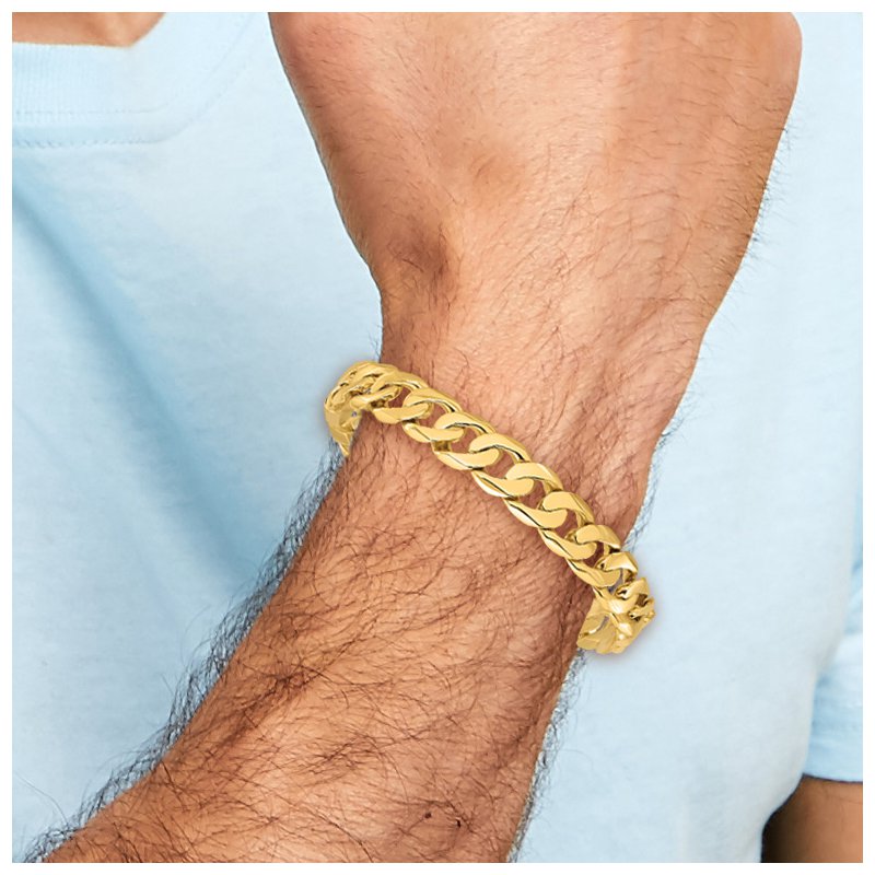 14K 20 inch 11mm Hand Polished Fancy Link with Fancy Lobster Clasp Chain