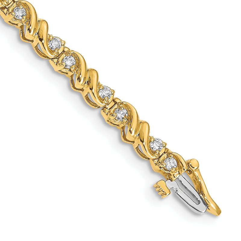 14k Complete 1.17 carat Round AA Diamond Fancy Swirl 7 inch Tennis Bracelet