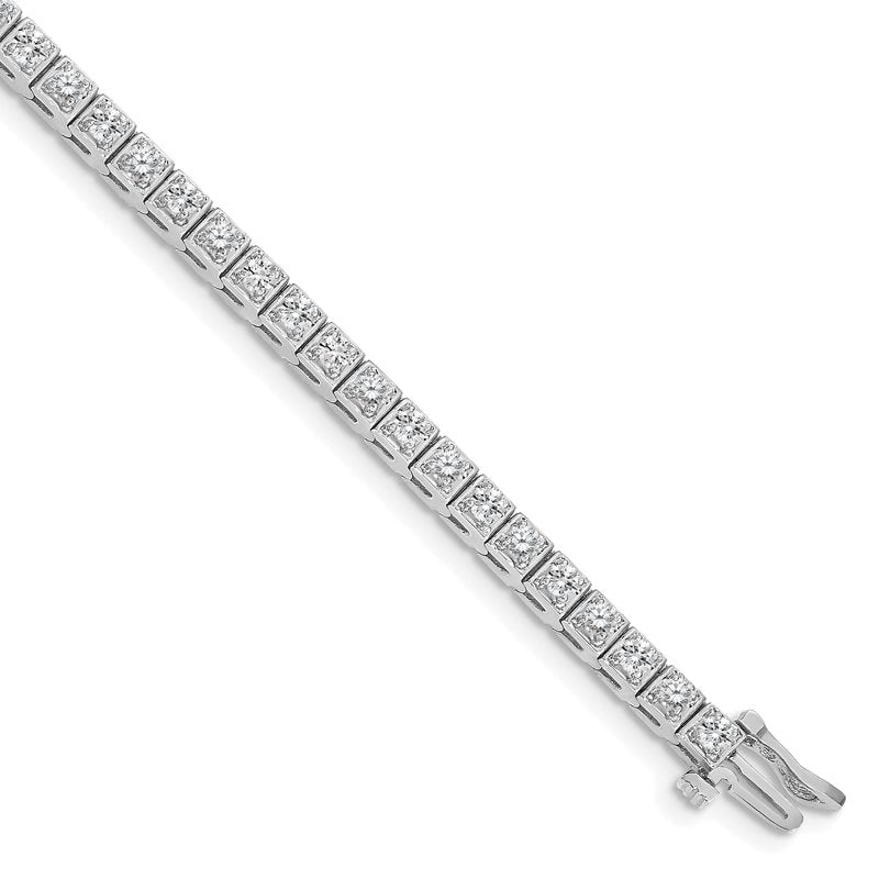 14k White Gold Complete 1.75 carat Round AA Diamond 4-prong 7 inch Tennis Bracelet