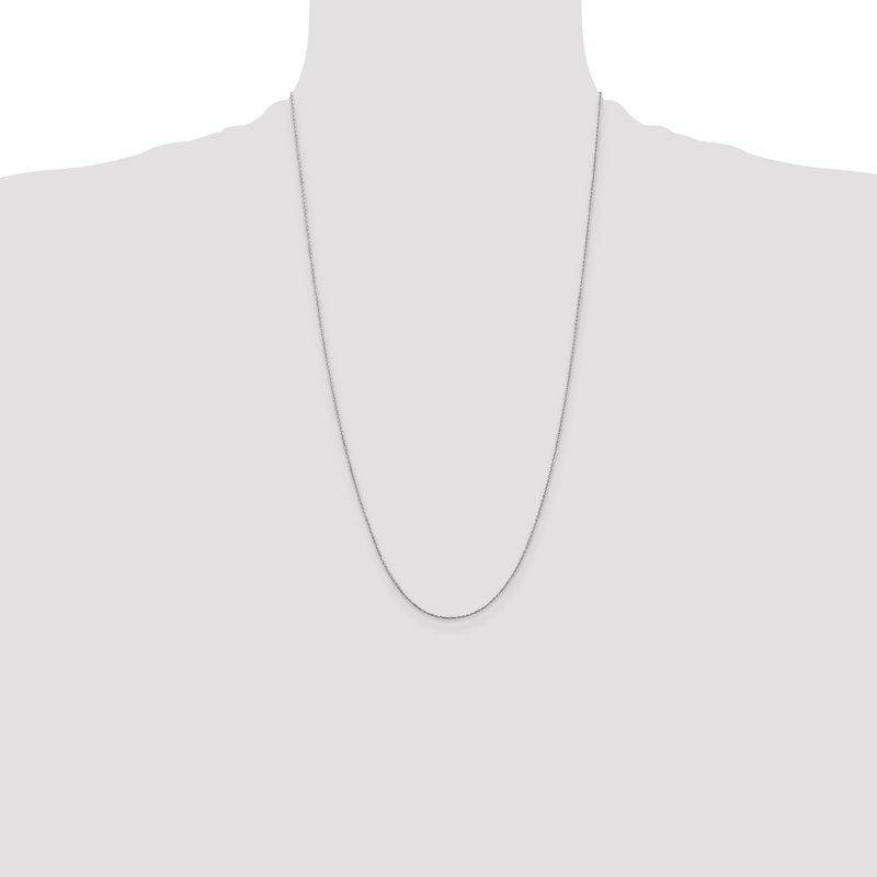 14K White Gold 14 inch .8mm Diamond-cut Cable with Lobster Clasp Chain