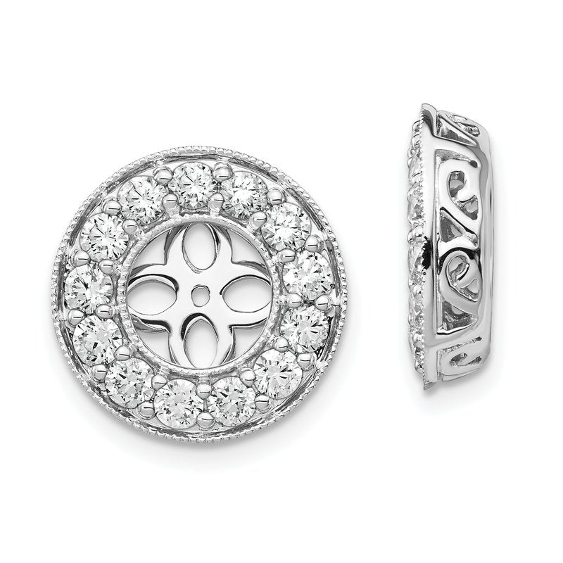 14K White Gold 1 carat Lab Grown Diamond VS+ F+ for 6-6.5mm Studs Complete Earring Jackets