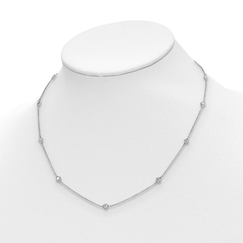 14k White Gold Complete 1/2 carat Diamond 9-Station 18 inch Necklace