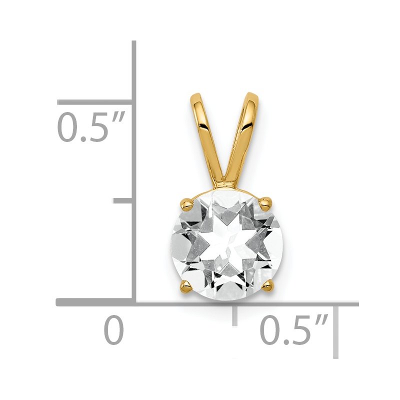 14k 7mm Round Cubic Zirconia Pendant