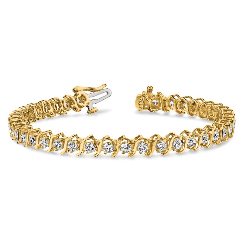 14k Complete 3.08 carat Round AAA Diamond 2-prong S-link 7 inch Tennis Bracelet