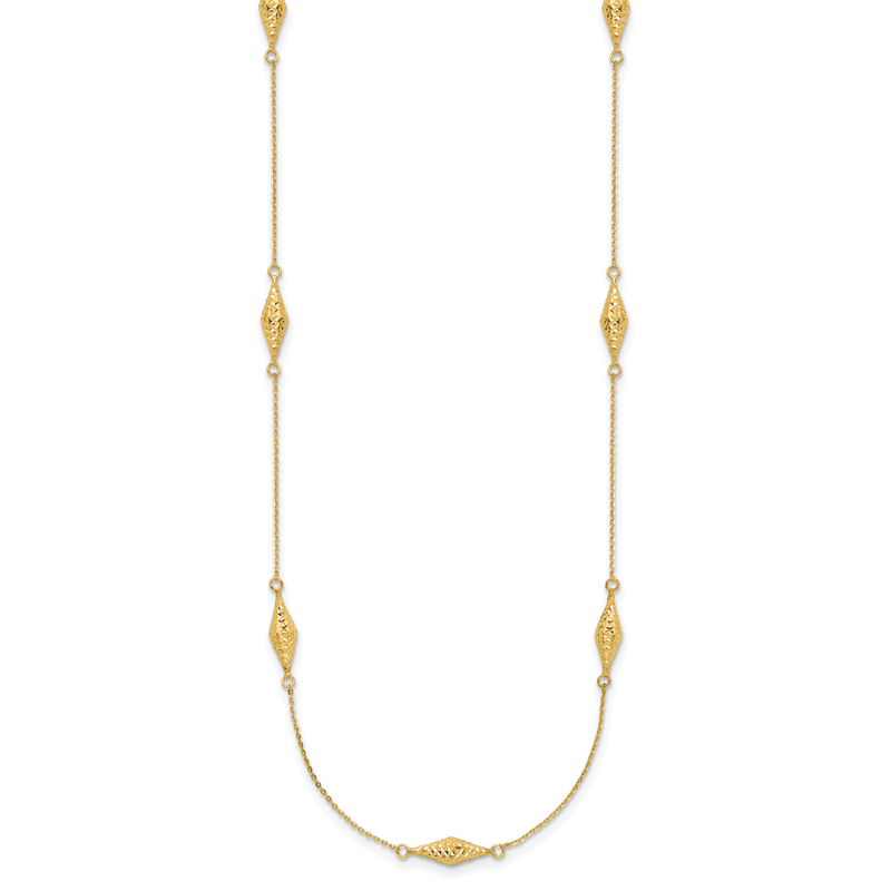 14k Polished and Diamond-cut Fancy Beaded 18 inch Necklace