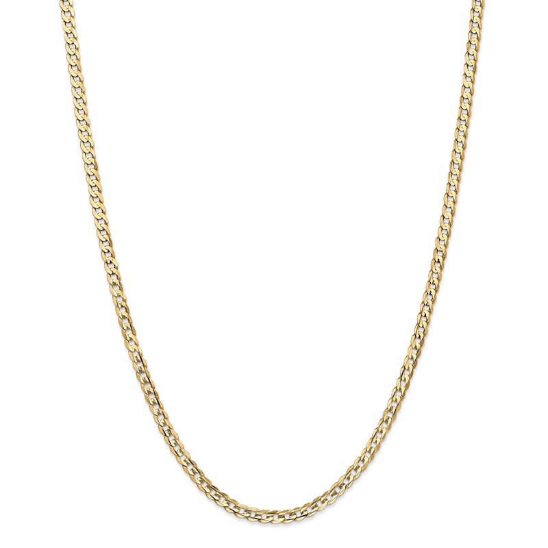 14K 26 inch 3.8mm Open Concave Curb with Lobster Clasp Chain