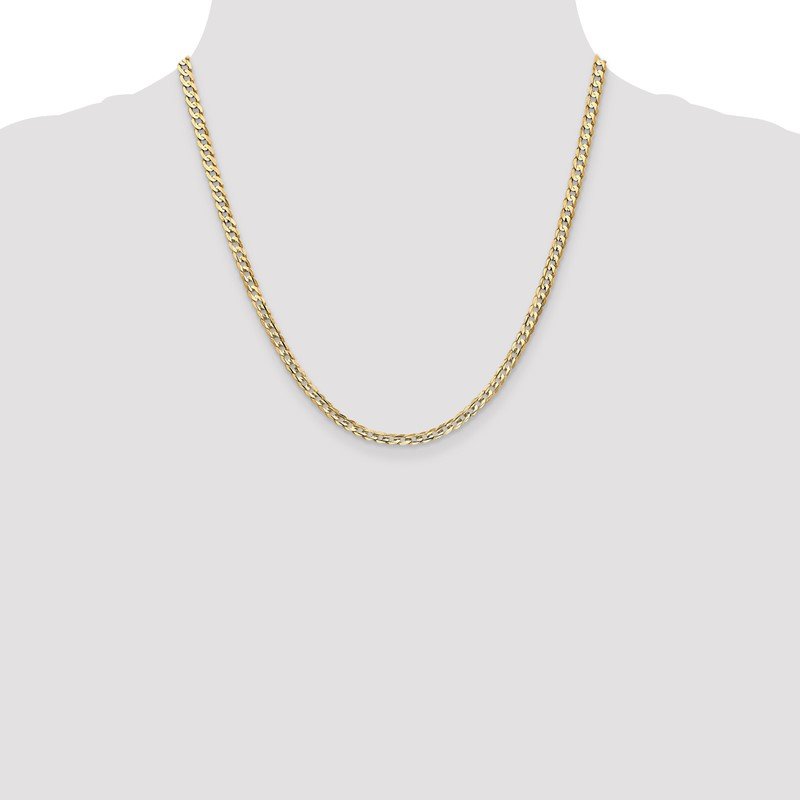 14K 26 inch 3.8mm Open Concave Curb with Lobster Clasp Chain