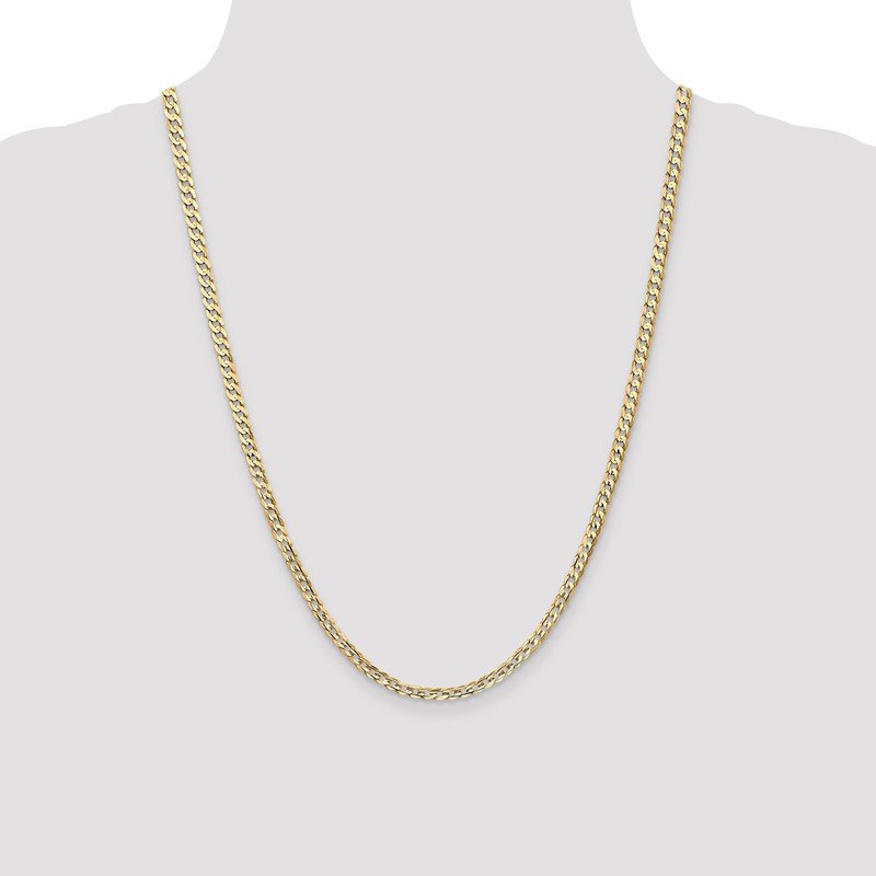 14K 26 inch 3.8mm Open Concave Curb with Lobster Clasp Chain