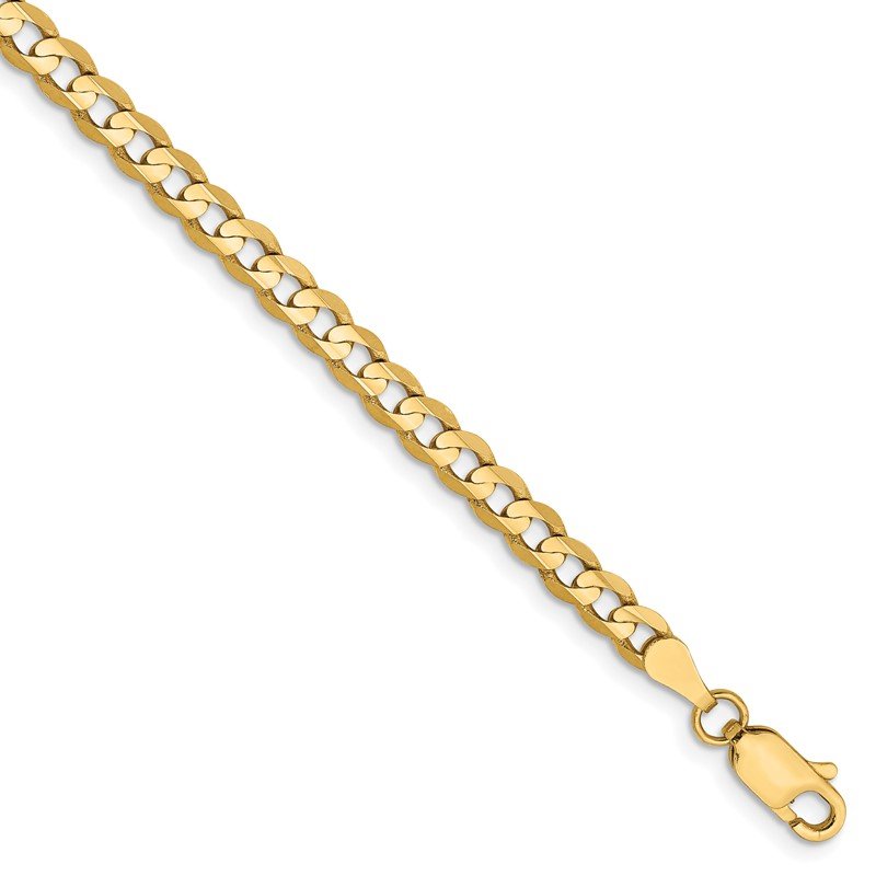 14K 26 inch 3.8mm Open Concave Curb with Lobster Clasp Chain