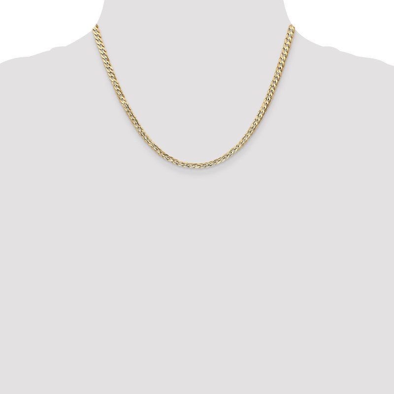 14K 26 inch 3.8mm Open Concave Curb with Lobster Clasp Chain