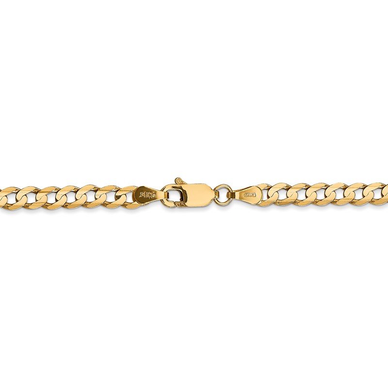 14K 26 inch 3.8mm Open Concave Curb with Lobster Clasp Chain