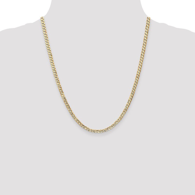 14K 26 inch 3.8mm Open Concave Curb with Lobster Clasp Chain
