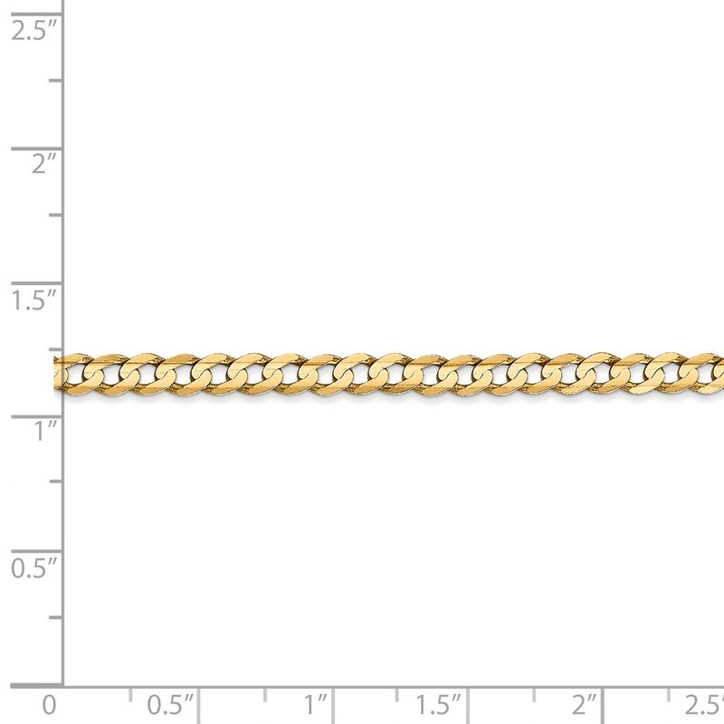 14K 26 inch 3.8mm Open Concave Curb with Lobster Clasp Chain