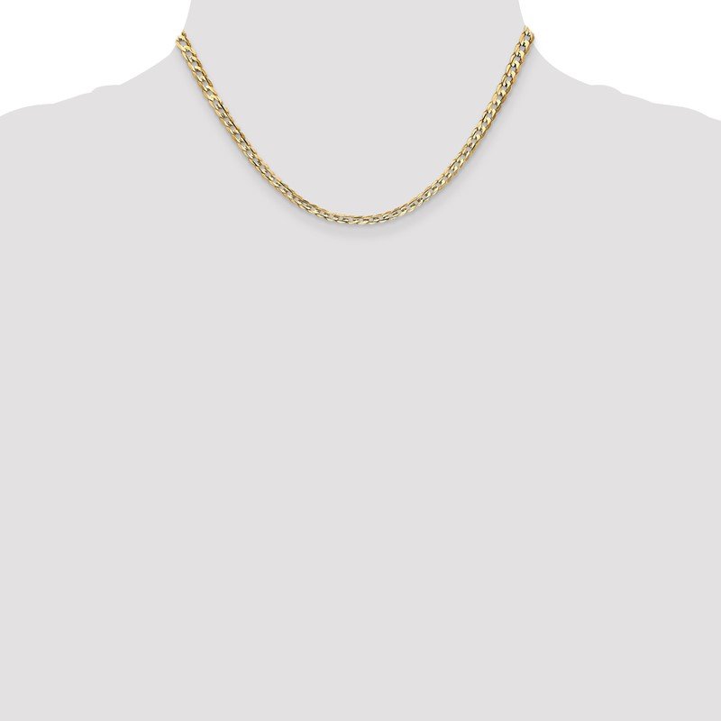 14K 26 inch 3.8mm Open Concave Curb with Lobster Clasp Chain