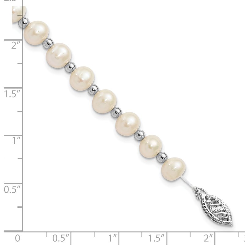 14k White Gold 6-7mm White Near-Round Freshwater Cultured Pearl Beaded 18 inch Necklace