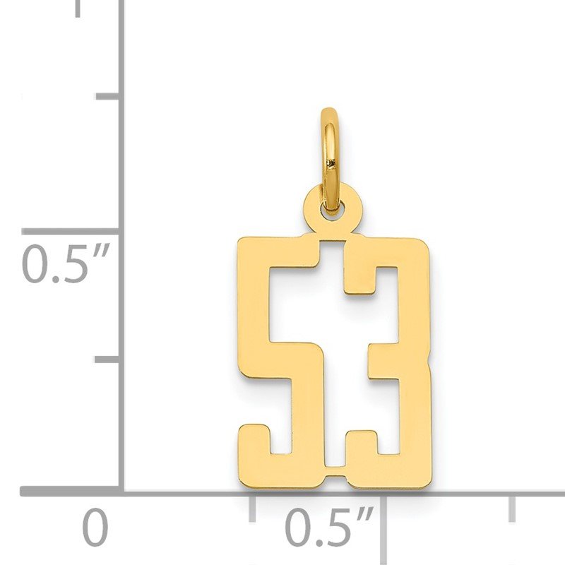14k Small Elongated Number 53 Charm