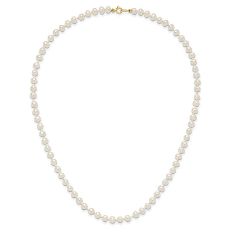 14k 4-5mm White Semi-Round Freshwater Cultured Pearl 12 inch Necklace