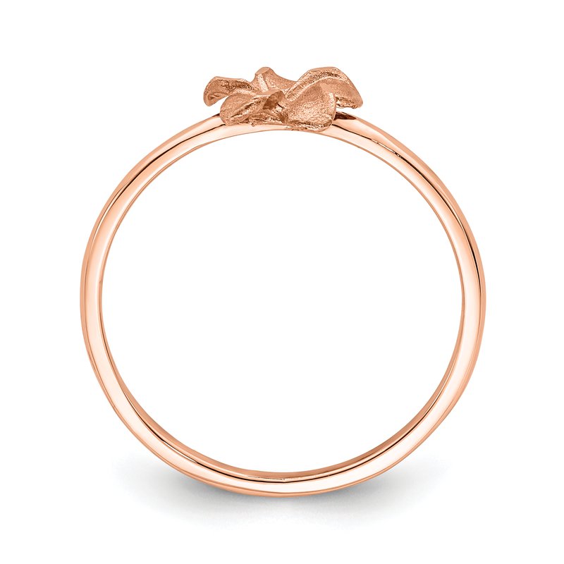 14k Rose Brushed &amp; Polished D/C Plumeria Ring
