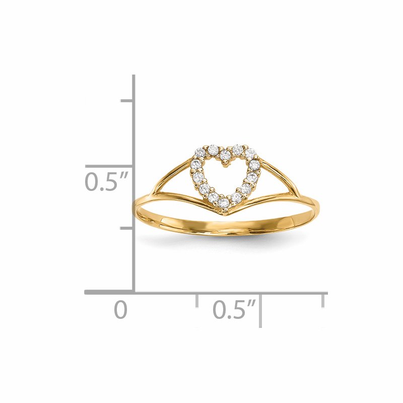 14k CZ Heart Ring