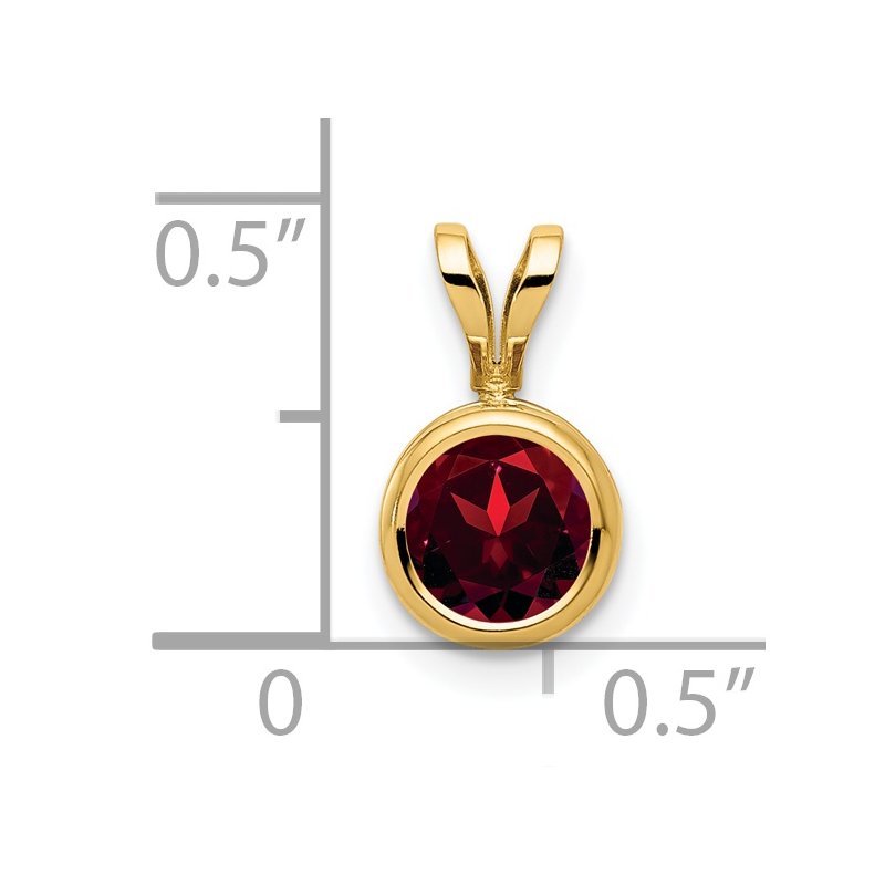 14k 6mm Round Garnet Bezel Pendant