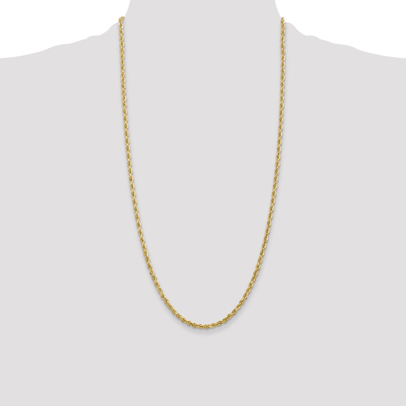 14K 26 Inch 3.35mm Diamond-cut Quadruple Rope Lobster Clasp Chain
