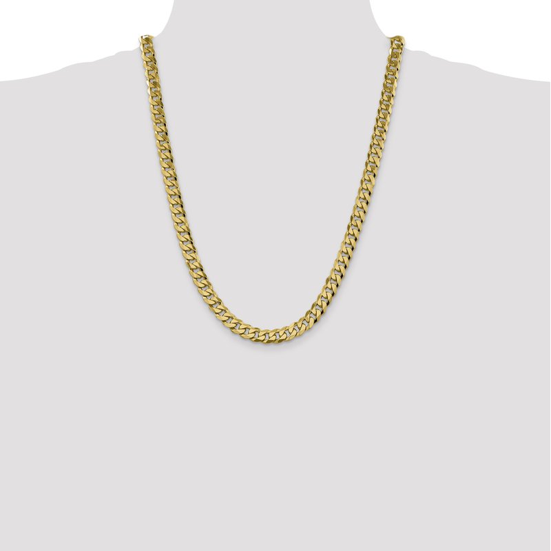 14K 26 inch 8.5mm Flat Beveled Curb with Lobster Clasp Chain