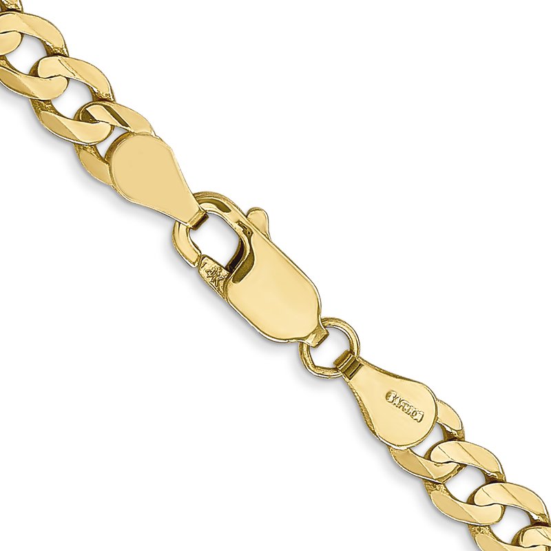 14K 26 inch 4.5mm Open Concave Curb with Lobster Clasp Chain