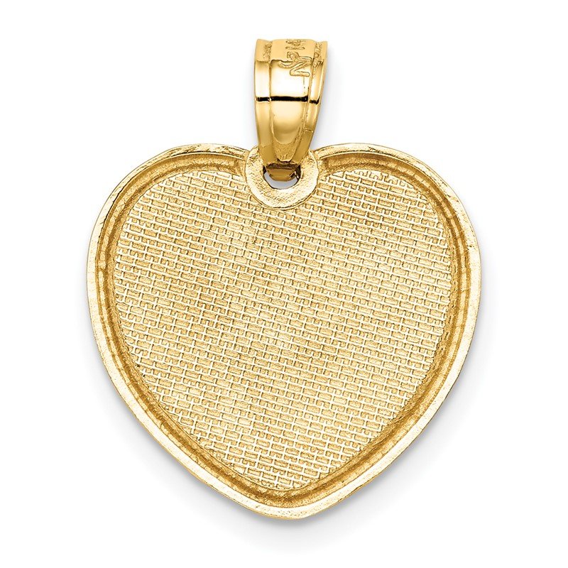 14K with Rose Plating Bow I LOVE YOU Inside Heart Pendant