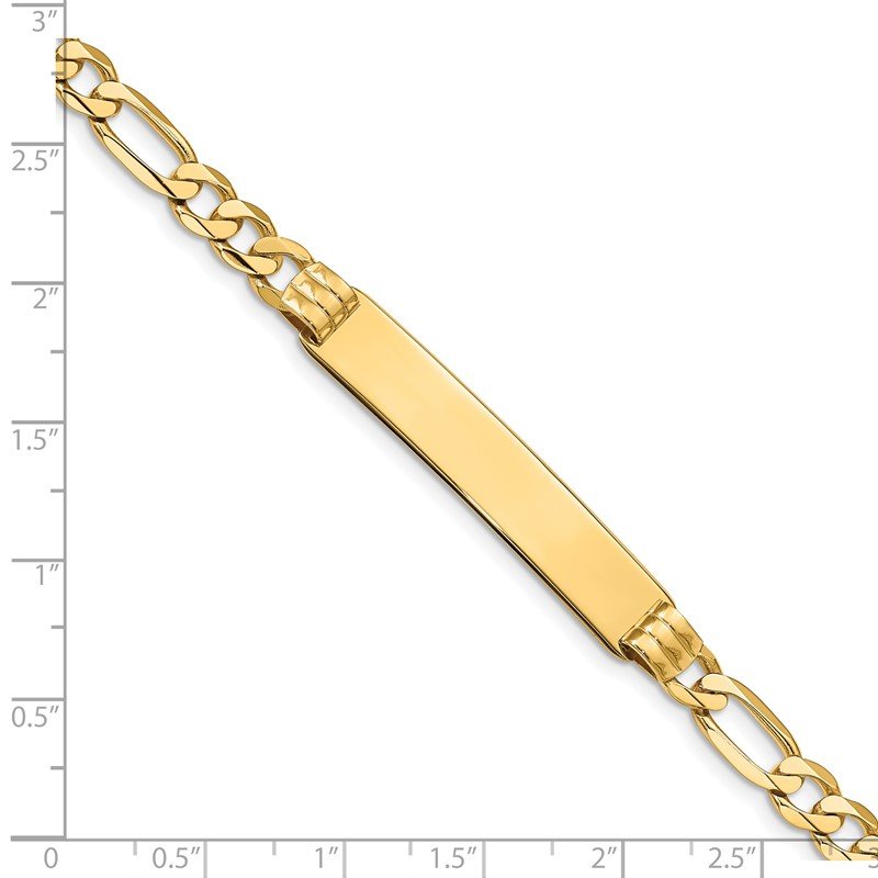 14k Polished Solid Chain/Solid Plate Figaro Link 39x8mm Plate 7 inch ID Bracelet