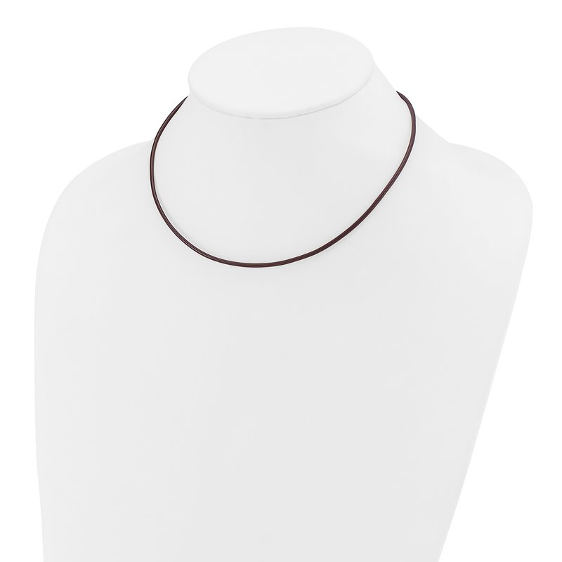 14k Yellow Clasp 2mm 16 inch Brown Leather Cord Necklace