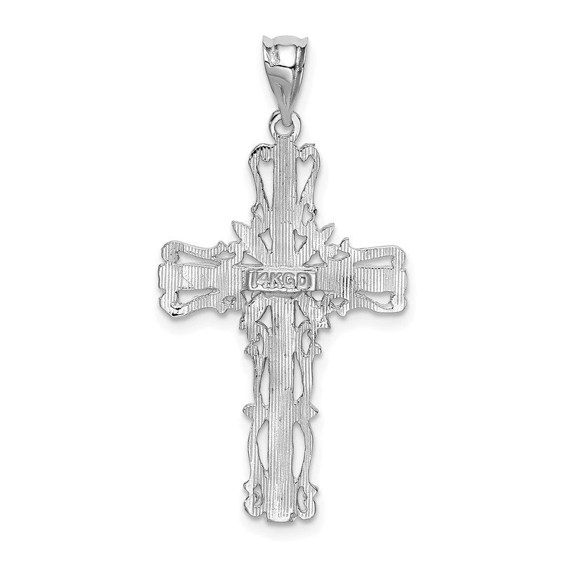 14k White Gold Fancy Latin Cross Pendant