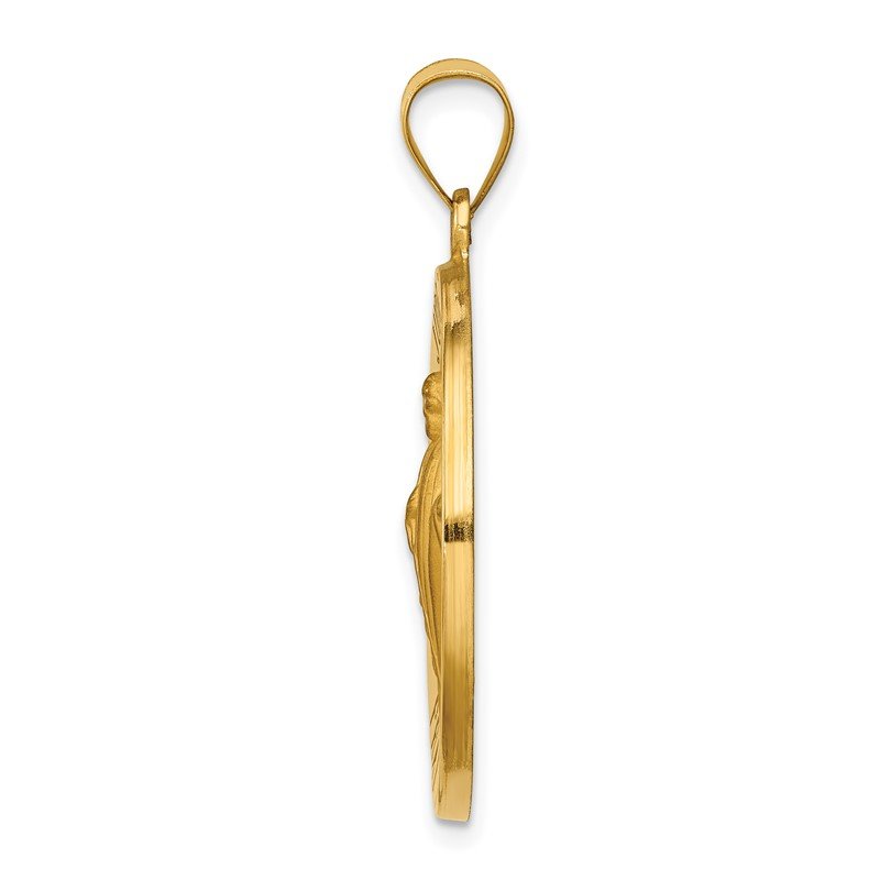 14k Polished and Satin Large Hollow St. Jude Thaddeus Medal Round Pendant