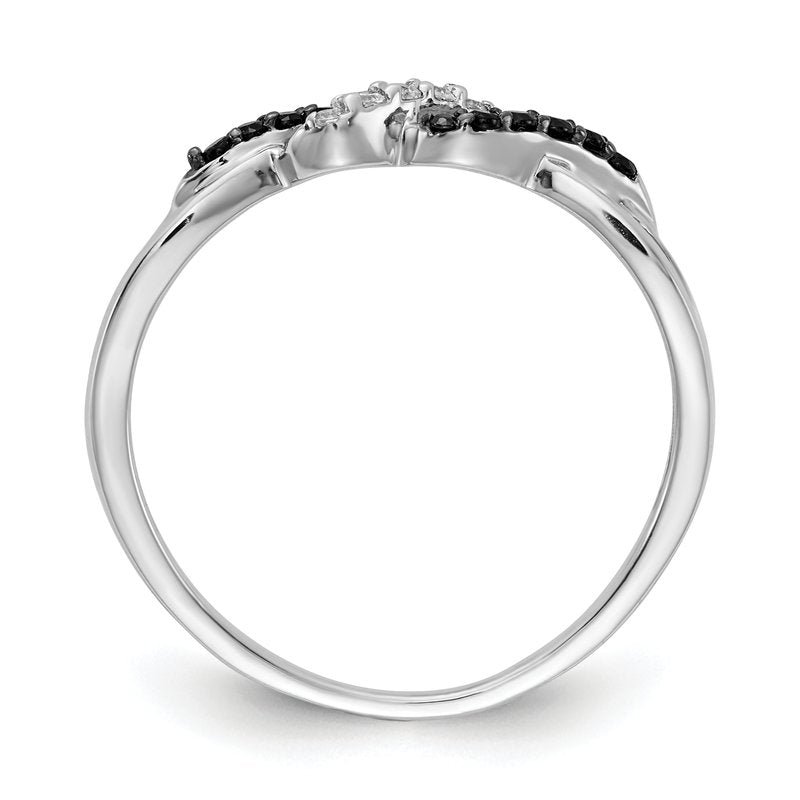 14k White Gold w/ Blue and White Diamond Twist Ring
