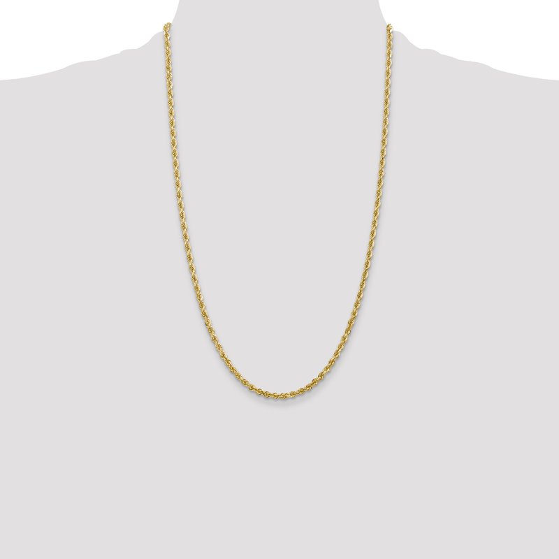 14K 26 Inch 3.35mm Diamond-cut Quadruple Rope Lobster Clasp Chain