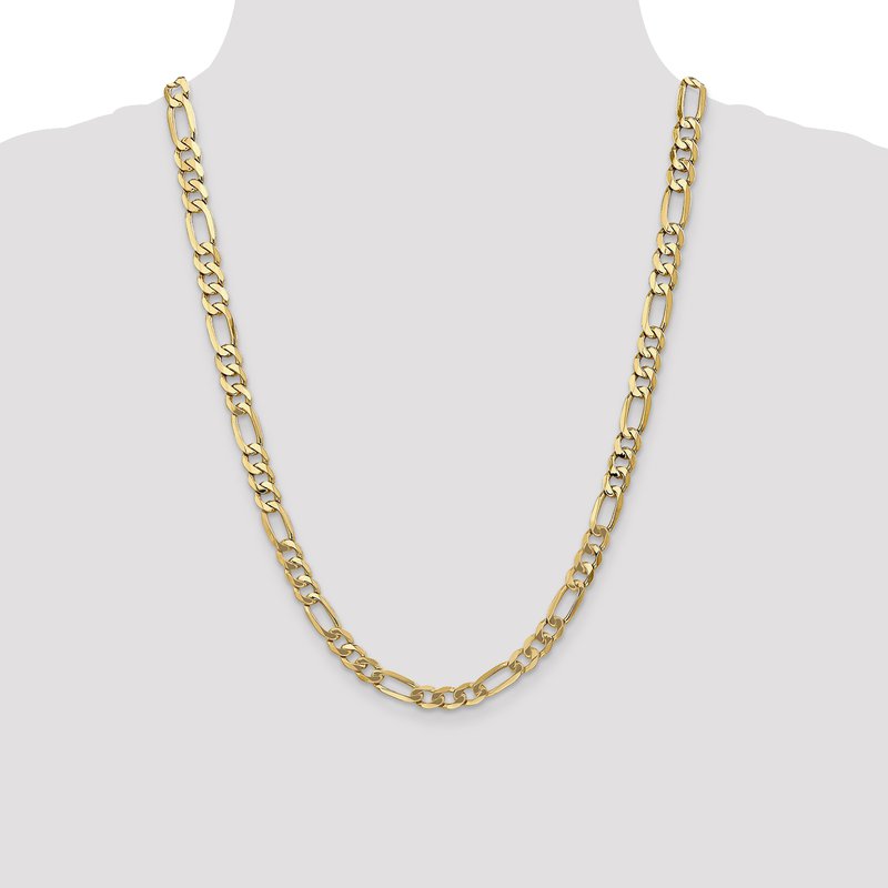 14K 26 inch 7mm Flat Figaro with Lobster Clasp Chain