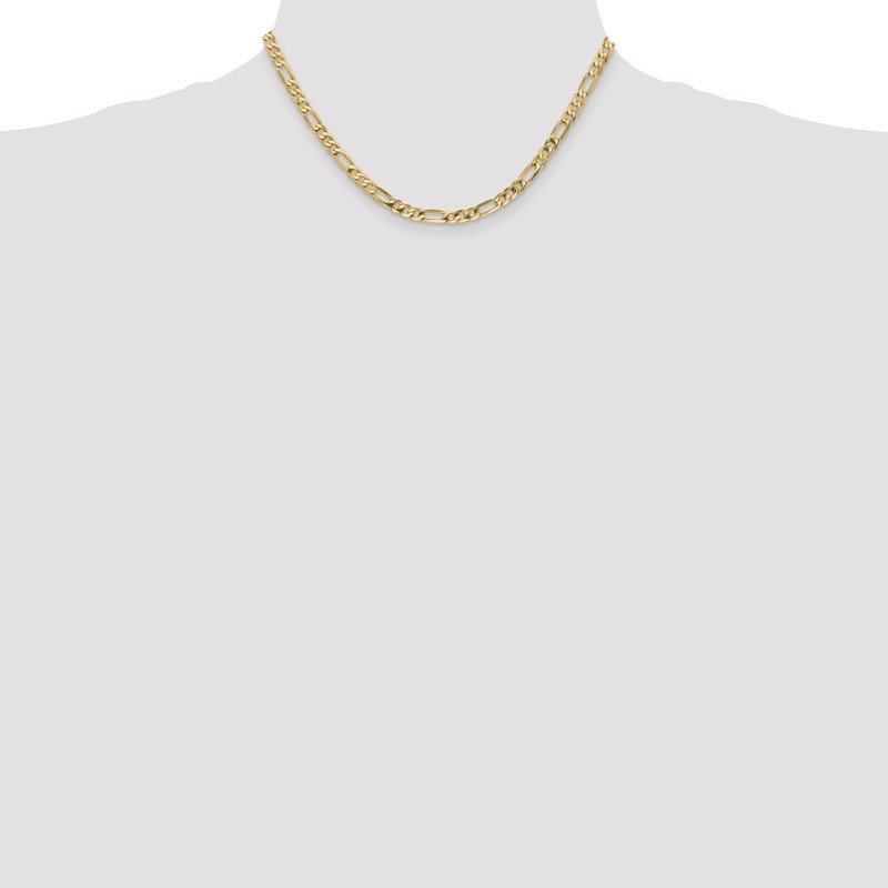 14K 26 inch 4.75mm Flat Figaro with Lobster Clasp Chain